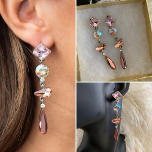 Elegant Pink and Silver Dangle Earrings